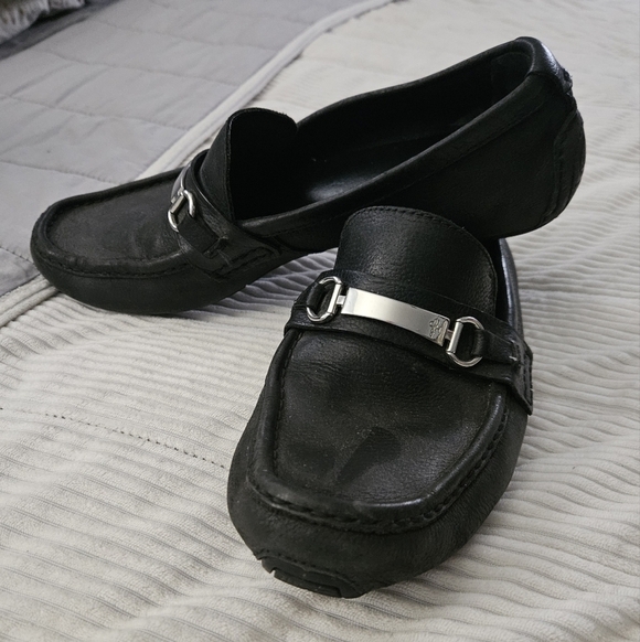 Cole Haan Men\'s Black Leather Loafers with Silver Accent Size 10.5 main image 6